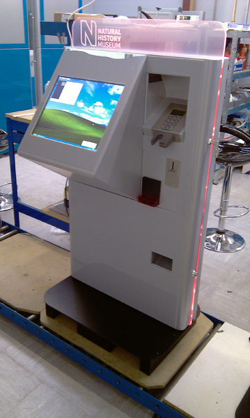 This kiosk, comes with a low level interactive display, suitable for many uses.